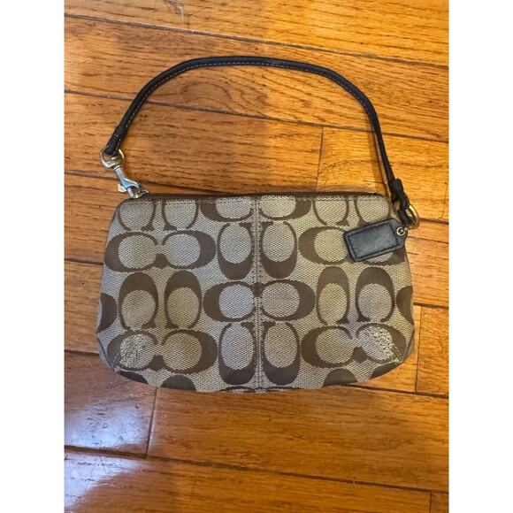 Coach Legacy Signature Brown Canvas Leather Trim Flap Turnlock 
